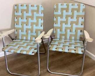 Vintage Aluminum Folding Chairs With Cup Holders