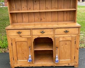 Vintage Wooden 2 Piece Buffet And Hutch