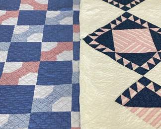 Two Quilts, Hand Stitched and Machine Made