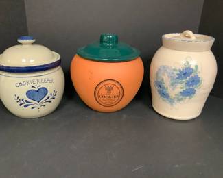 Three Cookie Jars Including SaltGlaze Stoneware