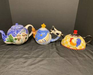 Chicken, Cow Snowman Teapots
