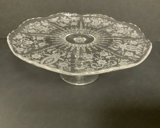 Cambridge Chantilly Etched Footed Cake Stand