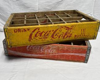 Two Vintage Wooden Coca Cola Crates