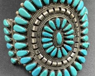 Stunning silver and turquoise Navao pin