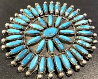 Turquoise and silver Navajo pin