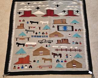 Navajo pictoral rug - 46 1/2"  x 44 1/2" 