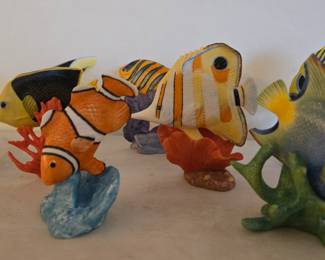 Vintage Franklin Mint Jewels of the Sea Porcelain Tropical Fish Figurine Richard Ellis Set