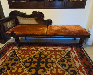 Antique British Colonial Settee with Cane Seating Mahogany 