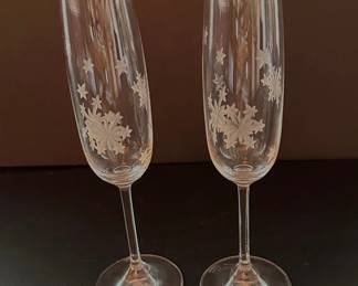 Waterford Winterfest fluted Champaigne stemware