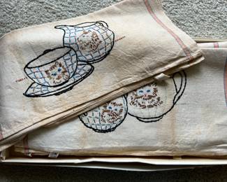 Vintage Cannon hand embroidered tea towels
