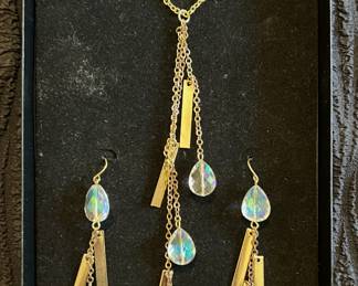 Prism glass necklace and earrings