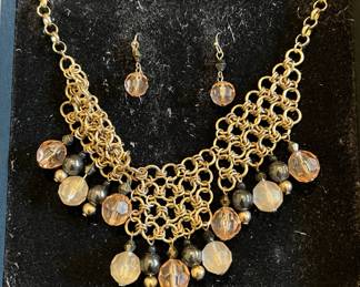 Chandelier necklace and earrings