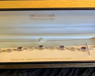 Amethyst and diamond accent bracelet