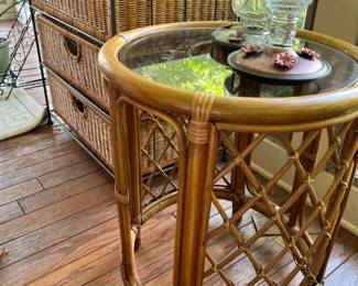 Bamboo and wicker accent tables