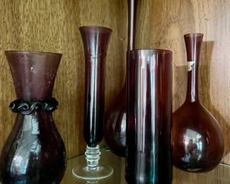 Purple glass vases