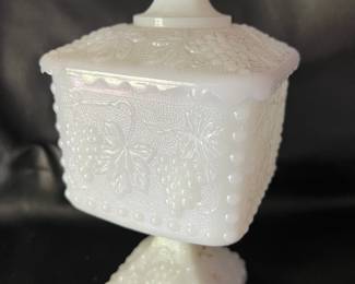 Milk glass candy dish