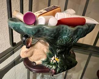 Vintage Majolica Rabbit Bowl