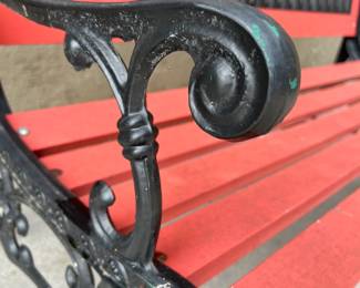 Wrought iron and wood park bench