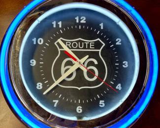 Route 66 neon wall clock