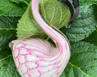 Blown glass flamingo stake