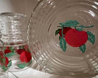 Vintage Federal Glass pitcher and juice glasses