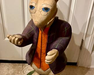 Campbell Classics carved wood White Rabbit statue