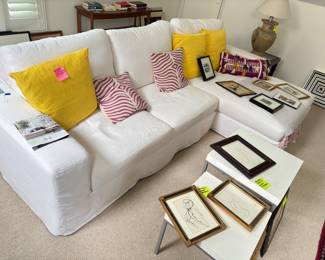 Pottery Barn sectional couch, white couch