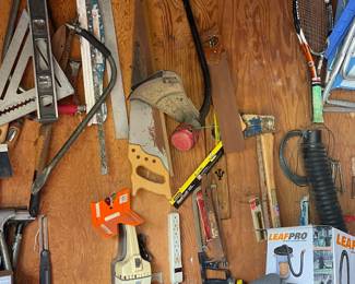 Lots of Ladders and Tools in Garage