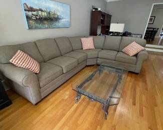 Large Sectional & Coffee Table with Large Corner Workstation/Desk
