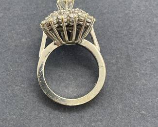 14Kt White Gold Ring with Larger Center Diamond & Dual Outer Rows of Diamonds - Approximately 2.45 Carats Total Weight