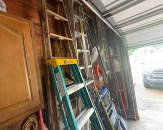 Lots of Ladders and Tools in Garage
