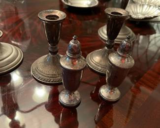 Sterling Salt/Pepper Shakers and Sterling Candlesticks