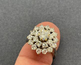 14Kt White Gold Ring with Larger Center Diamond & Dual Outer Rows of Diamonds - Approximately 2.45 Carats Total Weight