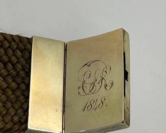 This Sale Will Feature a Selection of Victorian Morning Jewelry - This Piece is an 1848 Victorian Hair Bracelet with 14 Kt Gold Clasp