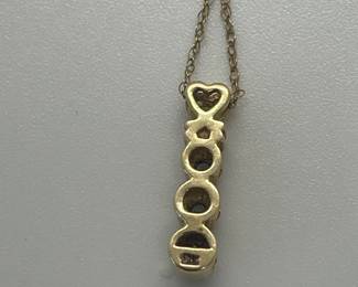 10 Kt - 3 Diamond Pendant Necklace