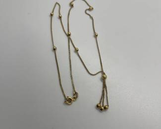 14 Kt Yellow Gold Tassel and Bead Necklace