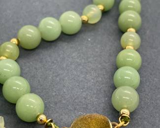 Gorgeous Old Jade Beads with Jade Floral Centerpiece