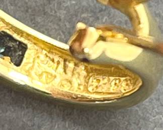 Pair of 14Kt Yellow Gold, Sapphire, and Diamond Hoop Earrings