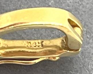 14 Kt Yellow Gold, Blue Topaz & Diamond Pendant