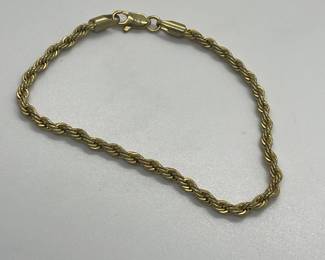 14 Kt Yellow Gold French Rope Bracelet