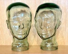 Pair of Vintage Art Glass Mannequin Heads 

Each measuring about 11” tall 