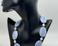 Beautiful Lace Agate Beaded Necklace 

Measuring about 17 inches long. 