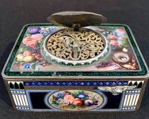 Antique German Enamel Singing Bird Box