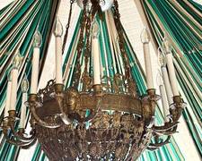Antique Large Metal Figural Chandelier 

Truly a statement piece! An elegant, grand large chandelier! 