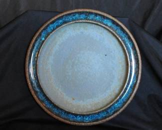 Raul Coronel Stoneware Plate with cracked glass rim.
