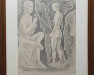 Jean Goodwin Ames Pencil/Graphite "Women with Angel"