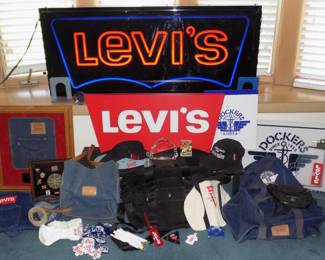 Large collection of Levi and Dockers employee items