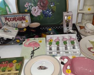 Fitz & Floyd Appetizer Plates, Spreaders, Bowl, VTG Trays