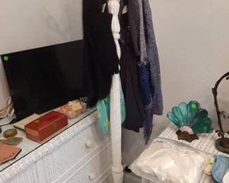 White Wicker Coat Rack, Vizio TV