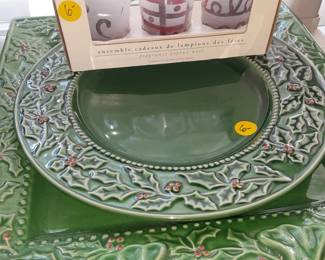 Christmas Tray, Plate & Candles